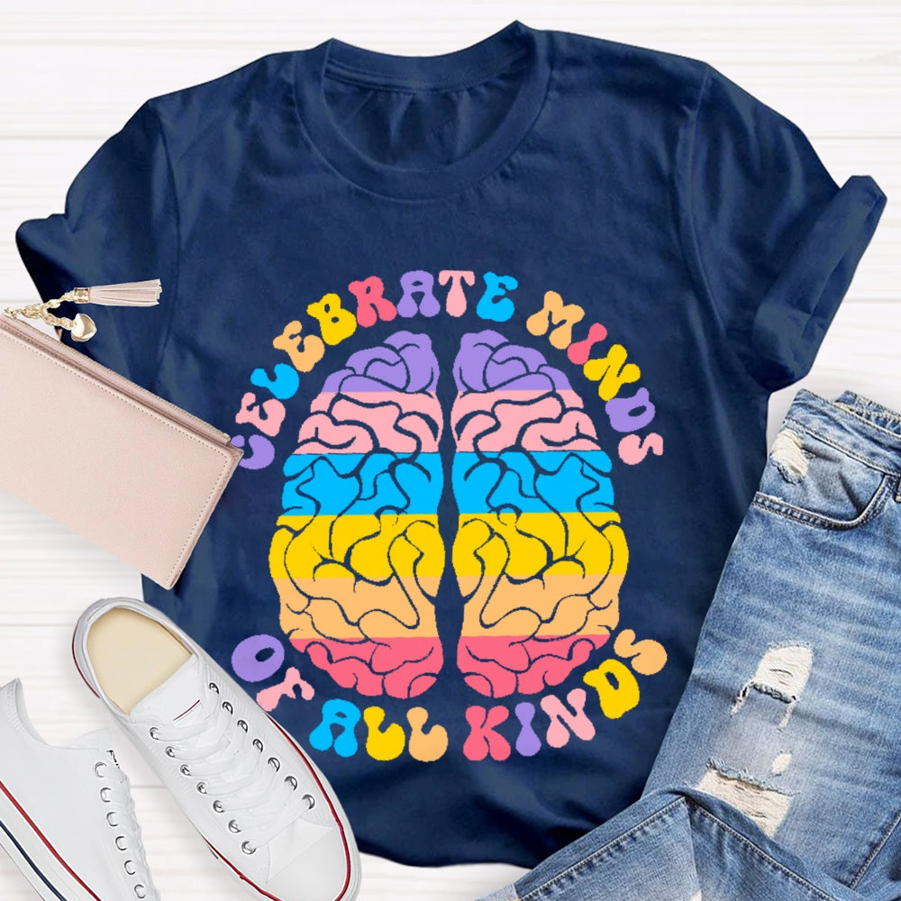 Celebrate Minds Of All Kinds Color Brain T-shirt