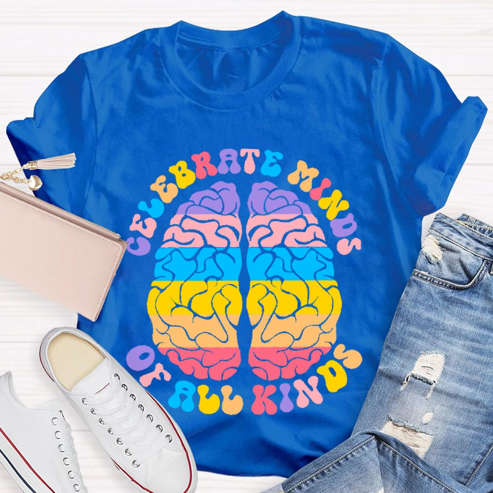 Celebrate Minds Of All Kinds Color Brain T-shirt