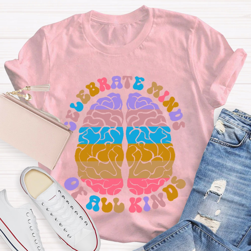 Celebrate Minds Of All Kinds Color Brain T-shirt