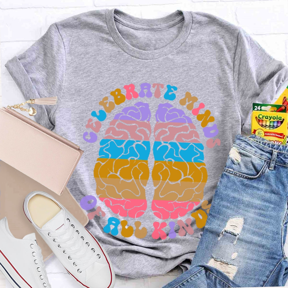 Celebrate Minds Of All Kinds Color Brain T-shirt
