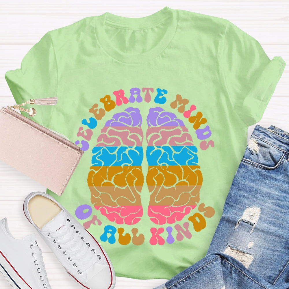 Celebrate Minds Of All Kinds Color Brain T-shirt