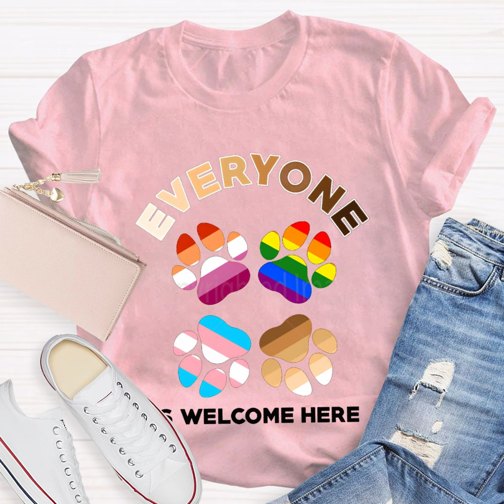Everyone Is Welcome Here Colorful Footprints T-shirt