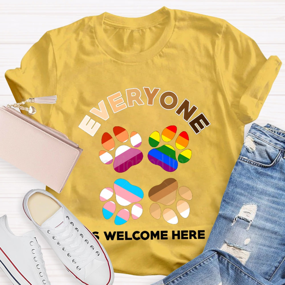 Everyone Is Welcome Here Colorful Footprints T-shirt