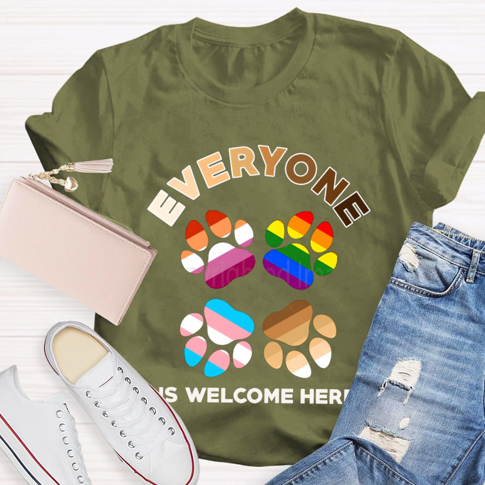 Everyone Is Welcome Here Colorful Footprints T-shirt