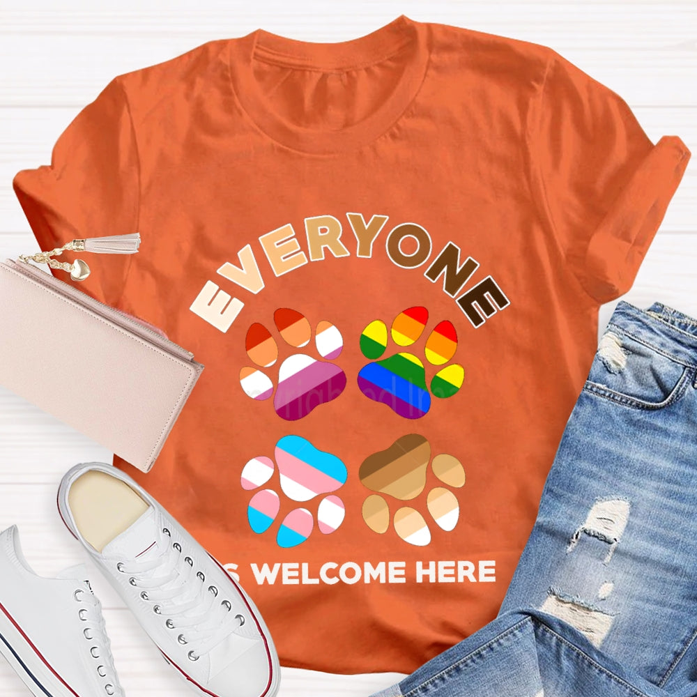 Everyone Is Welcome Here Colorful Footprints T-shirt