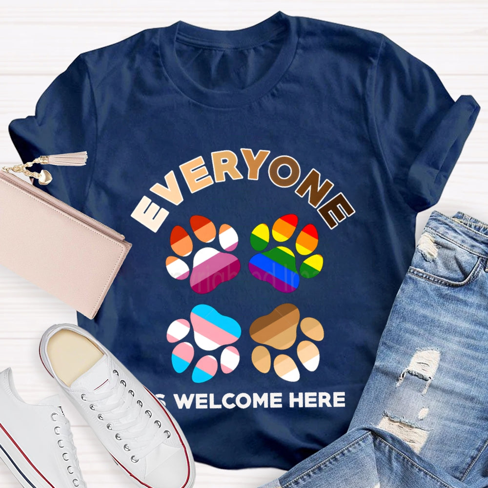 Everyone Is Welcome Here Colorful Footprints T-shirt