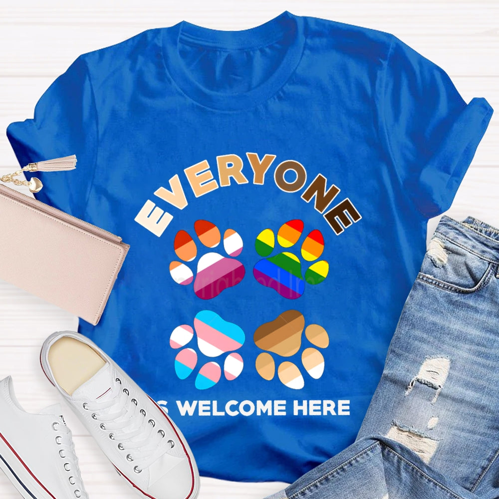 Everyone Is Welcome Here Colorful Footprints T-shirt
