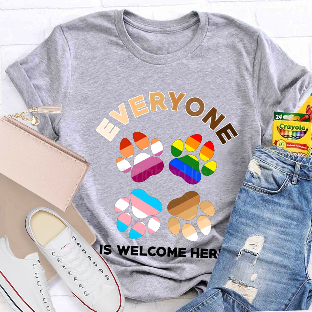 Everyone Is Welcome Here Colorful Footprints T-shirt