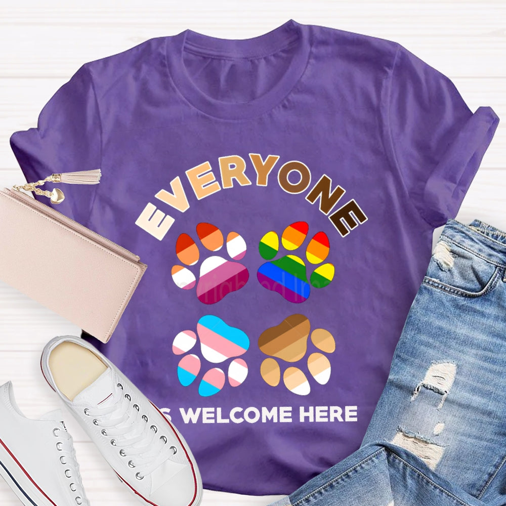 Everyone Is Welcome Here Colorful Footprints T-shirt