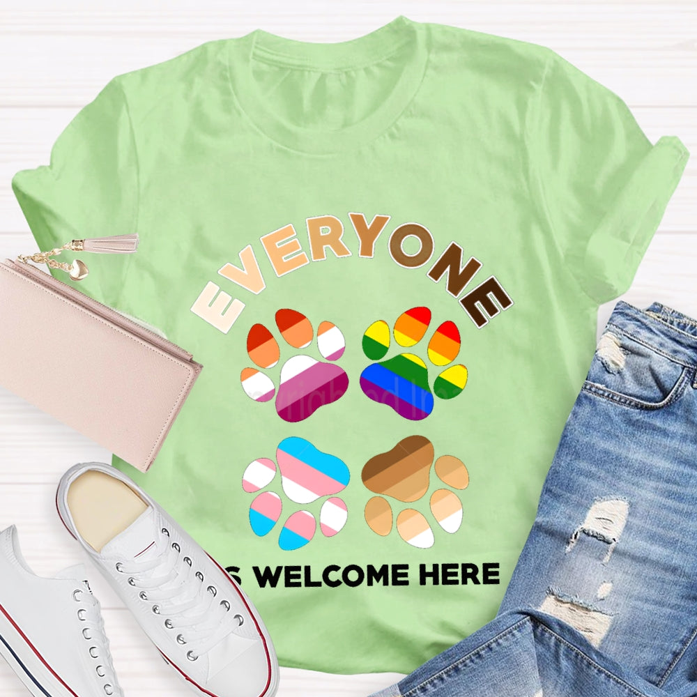 Everyone Is Welcome Here Colorful Footprints T-shirt