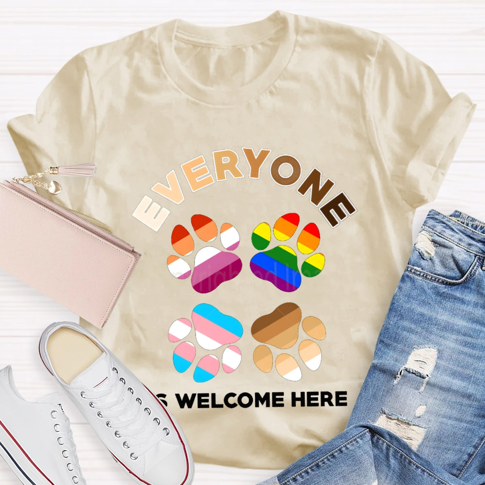 Everyone Is Welcome Here Colorful Footprints T-shirt