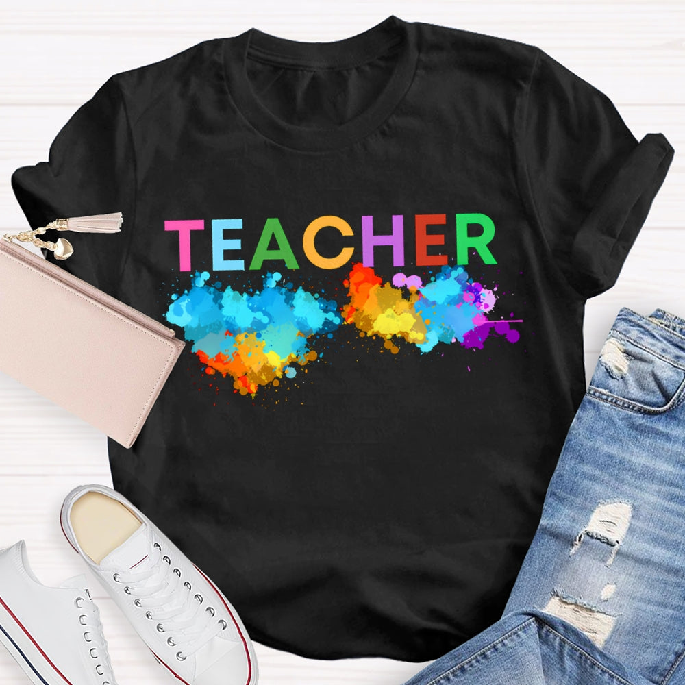 Colorful Tie-Dye Print Art Teacher T-shirt