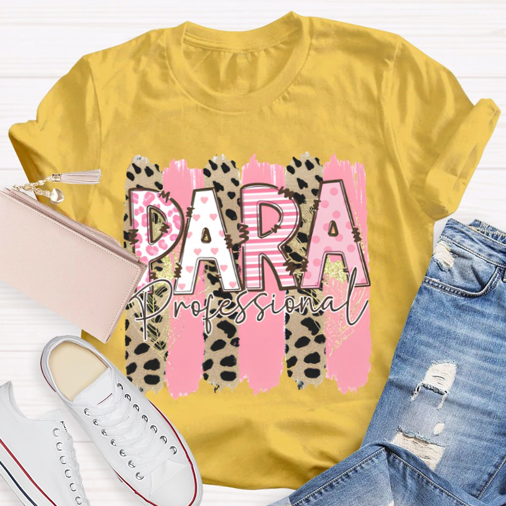 Para Professional Leopard Print And Pink Patchwork T-shirt