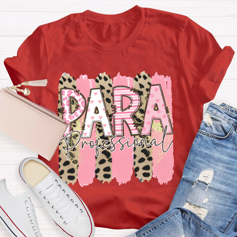 Para Professional Leopard Print And Pink Patchwork T-shirt