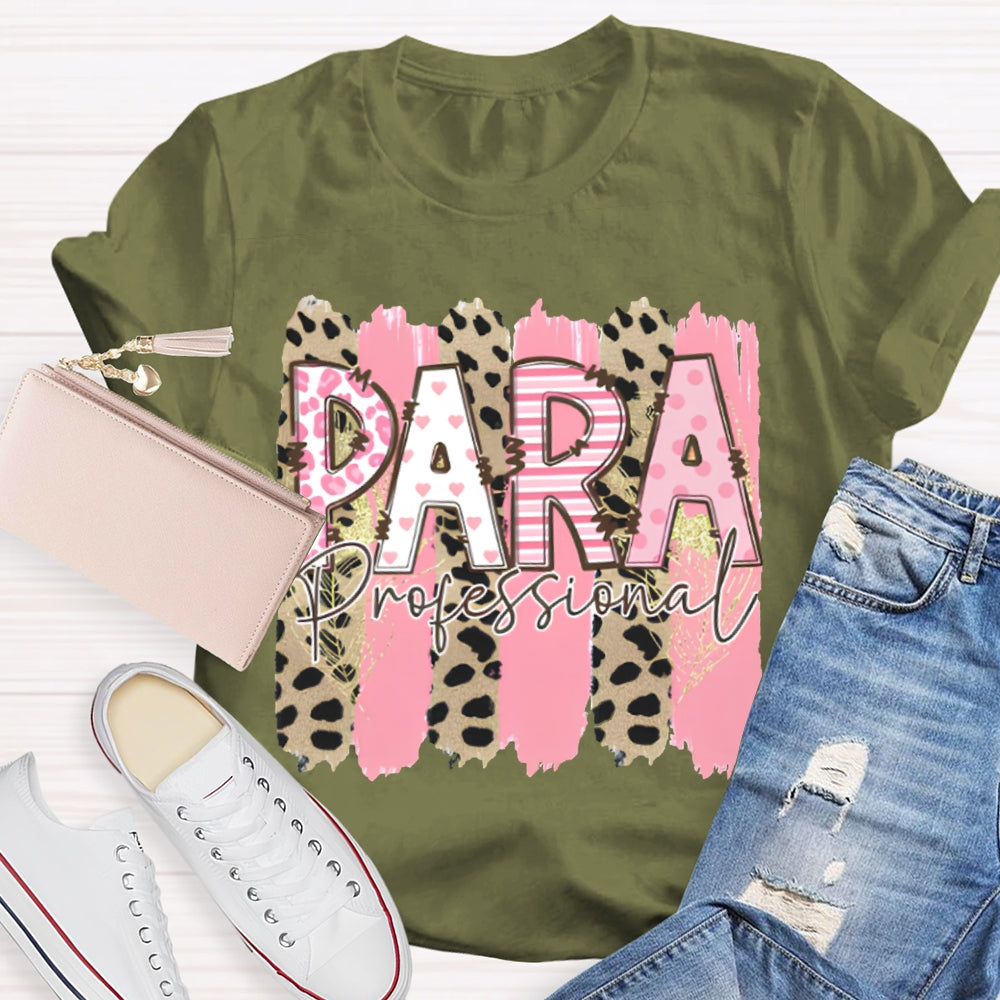 Para Professional Leopard Print And Pink Patchwork T-shirt