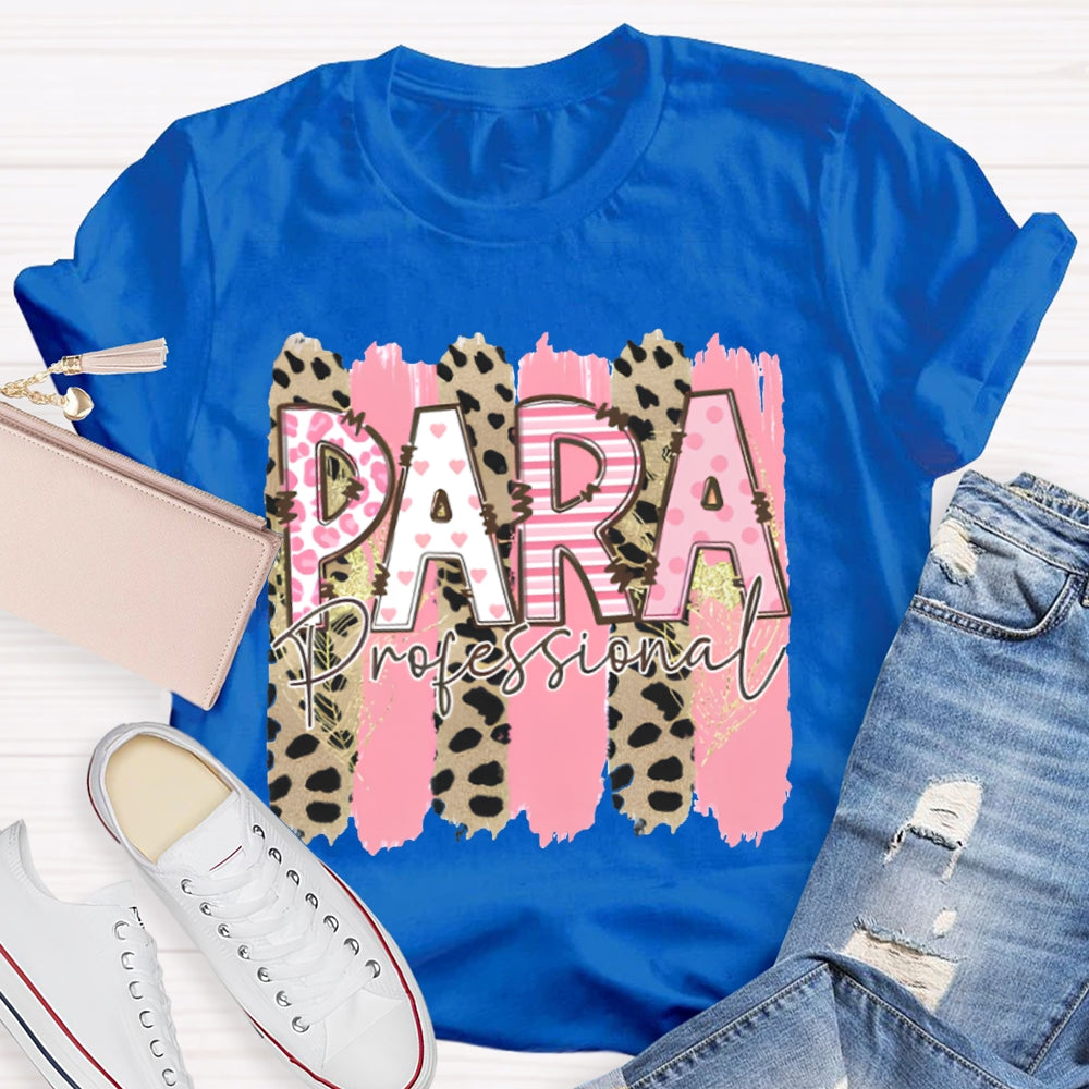 Para Professional Leopard Print And Pink Patchwork T-shirt
