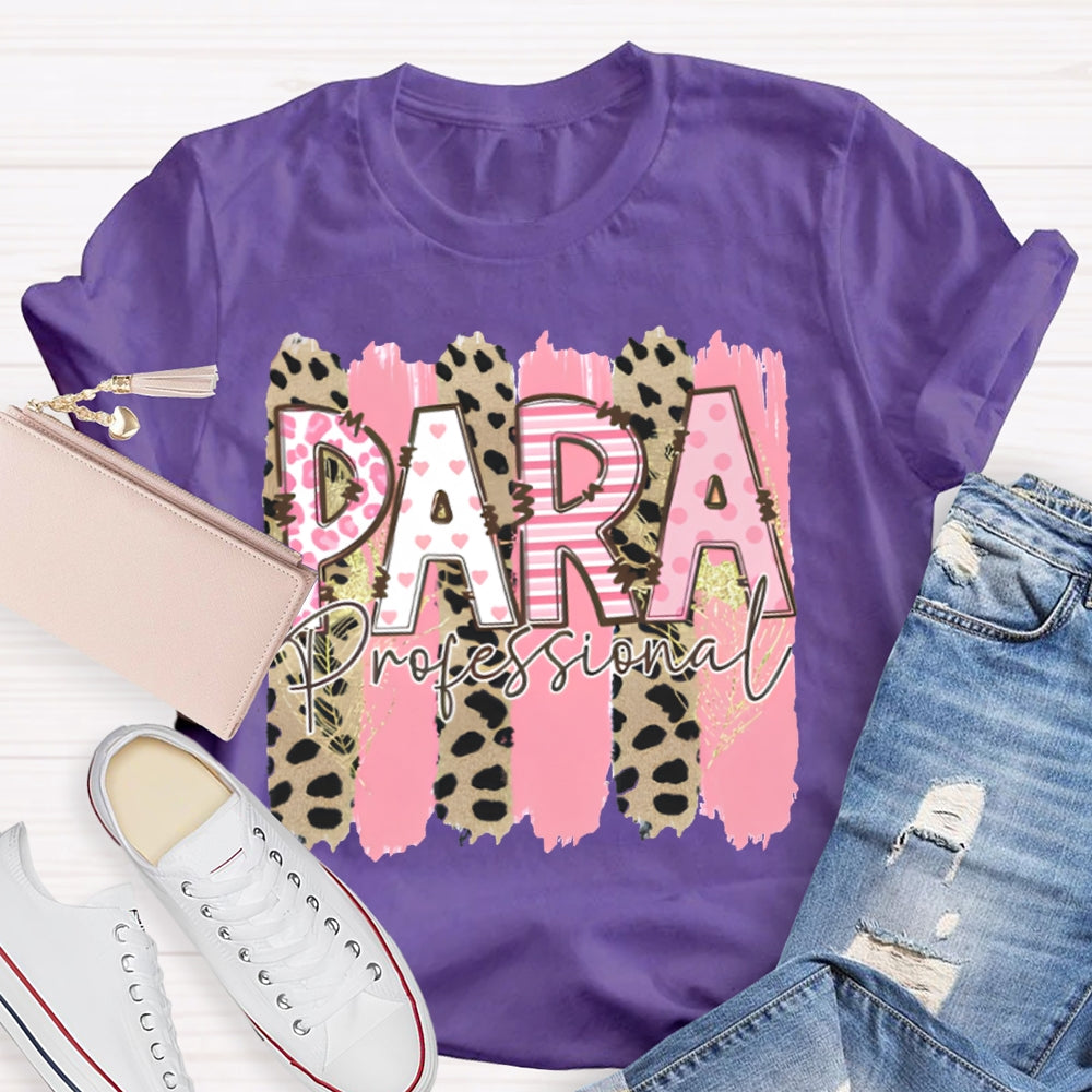 Para Professional Leopard Print And Pink Patchwork T-shirt
