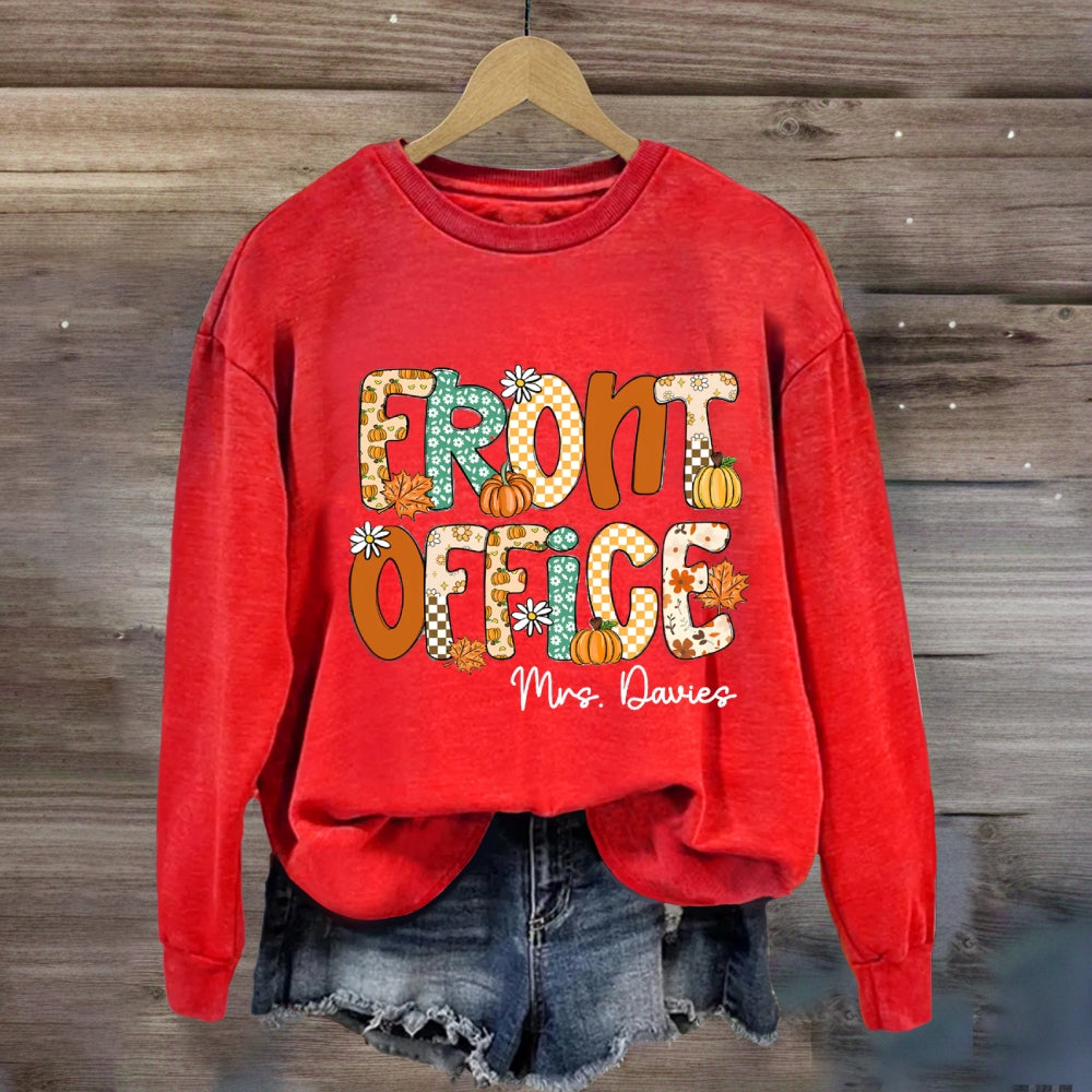 Personalized name Fall Season Front Office Sweatshirt
