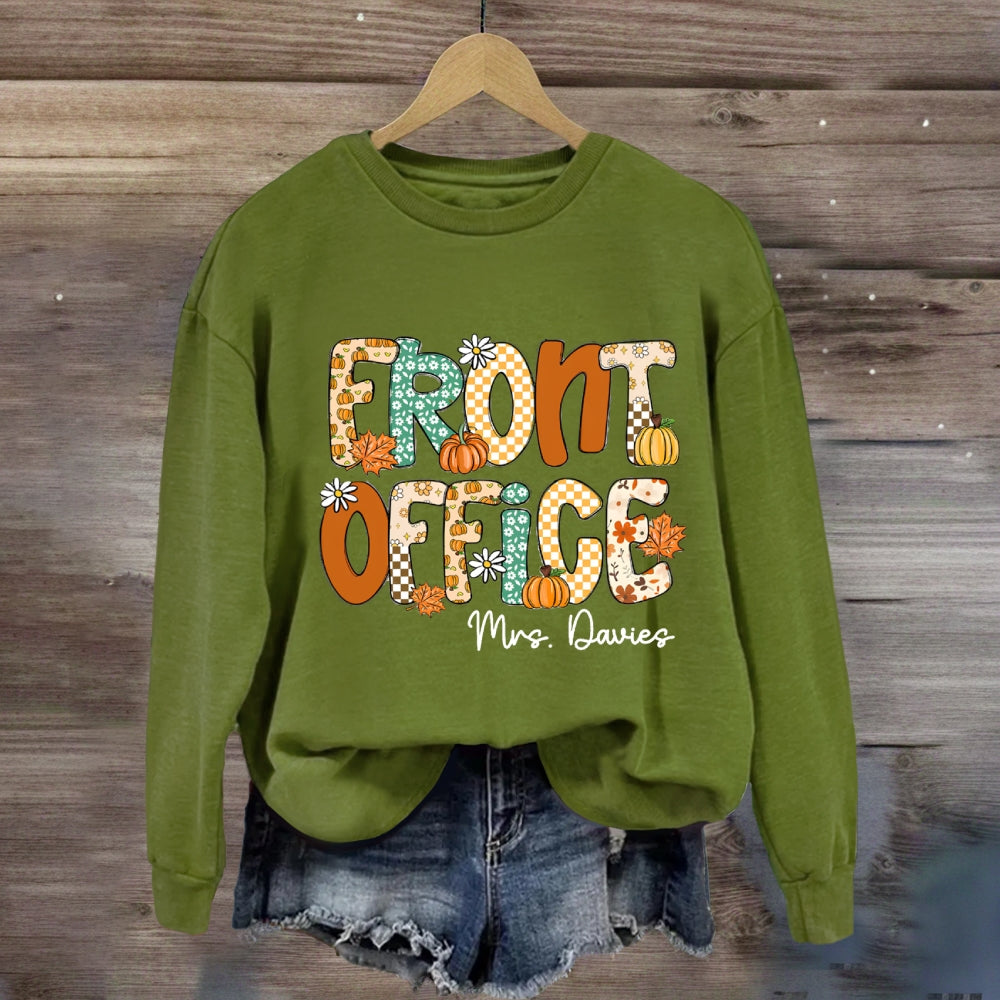 Personalized name Fall Season Front Office Sweatshirt