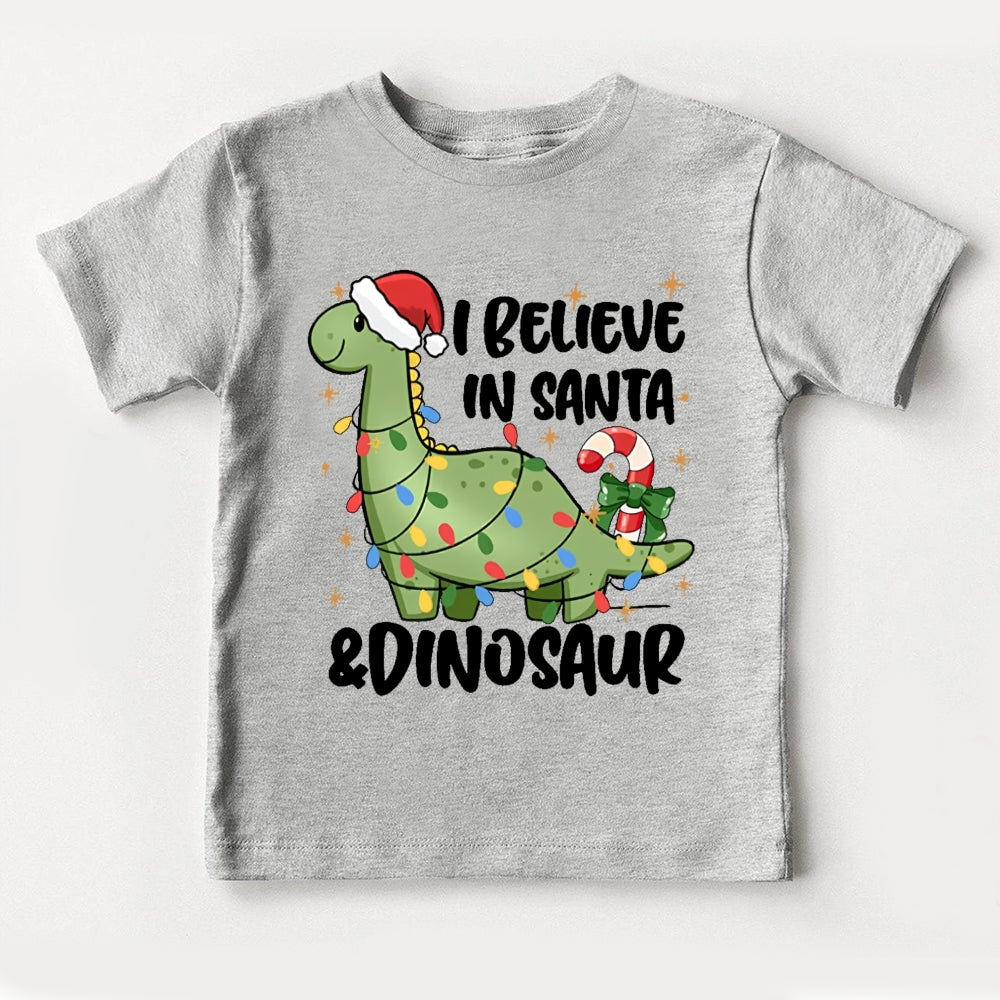 I Believe In Santa And Dinosaur Christmas Toddler T-shirts