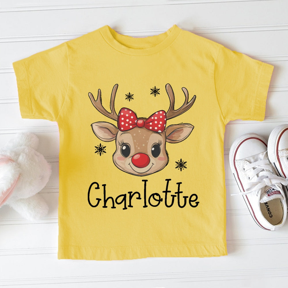 Personalized Name Christmas Deer Toddler T-shirts