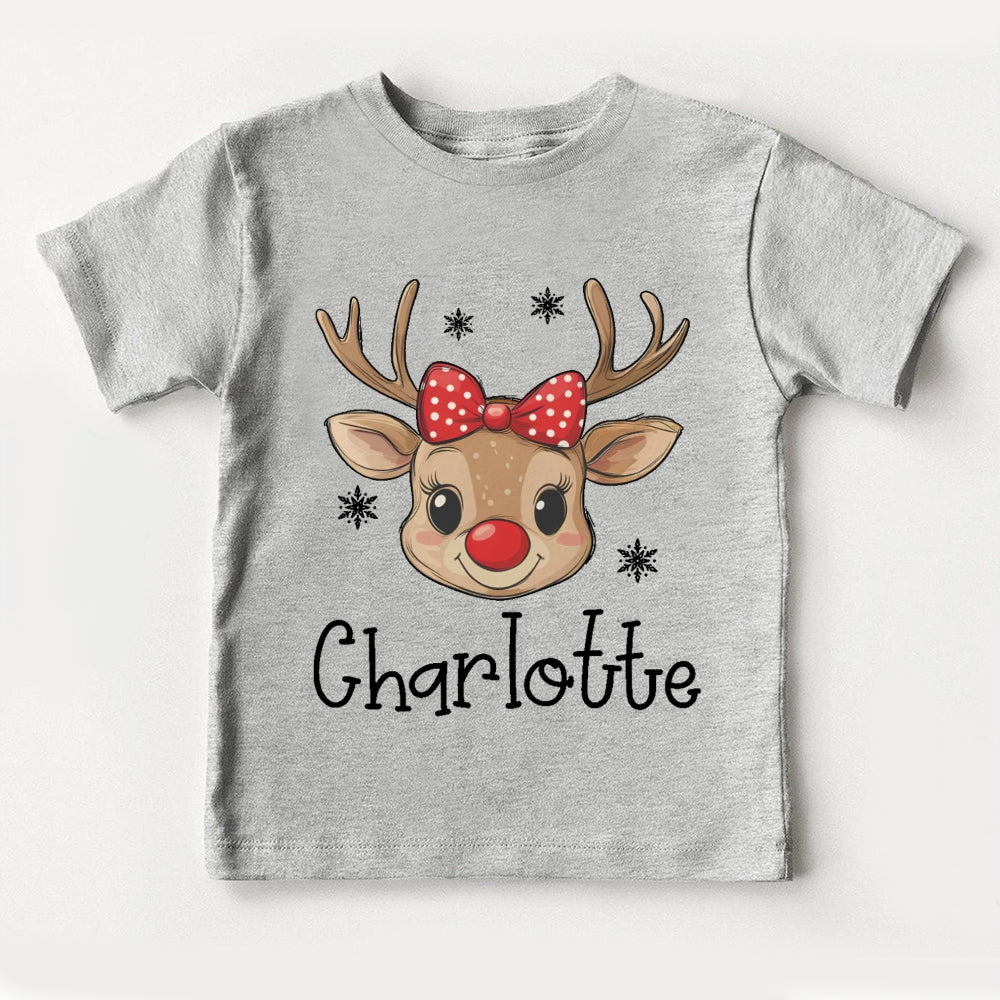 Personalized Name Christmas Deer Toddler T-shirts
