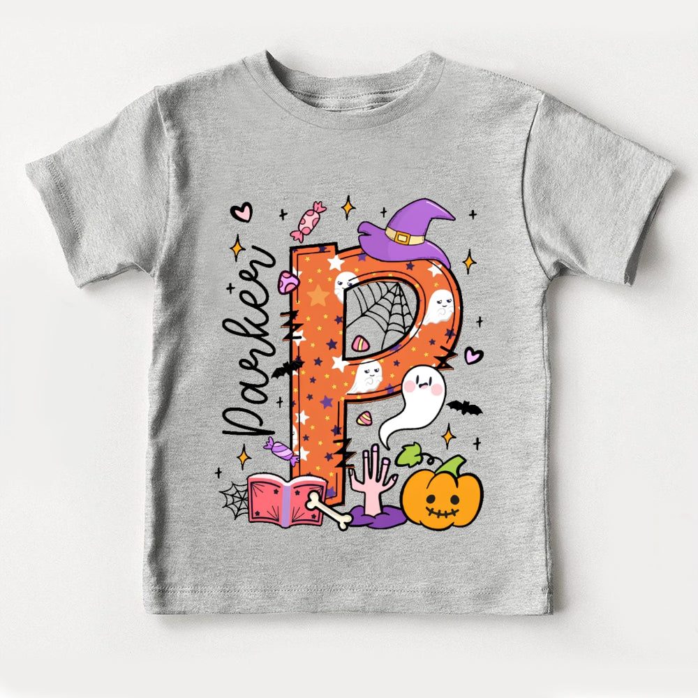 Personalized Name Ghost Pumpkin Halloween Toddler T-shirts