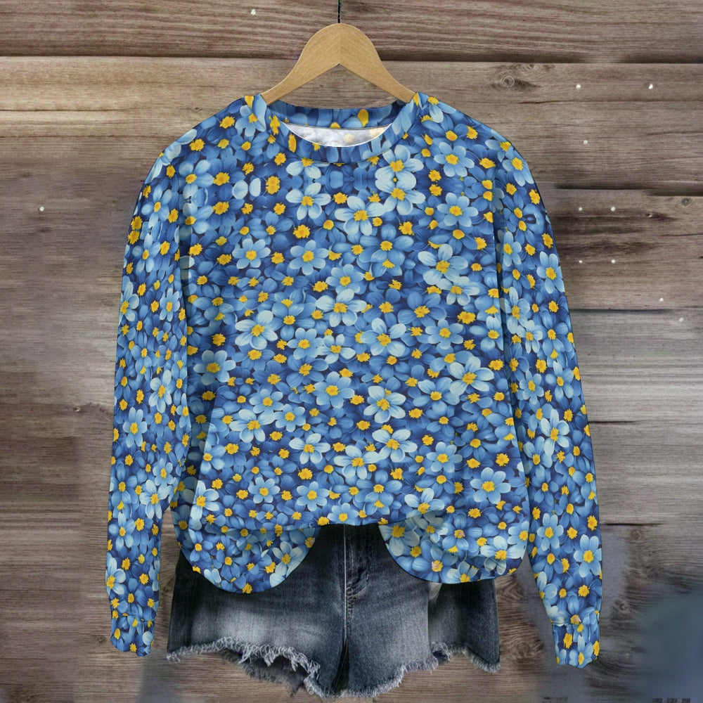Warm Blue Sea Of Flowers Sweatshirt