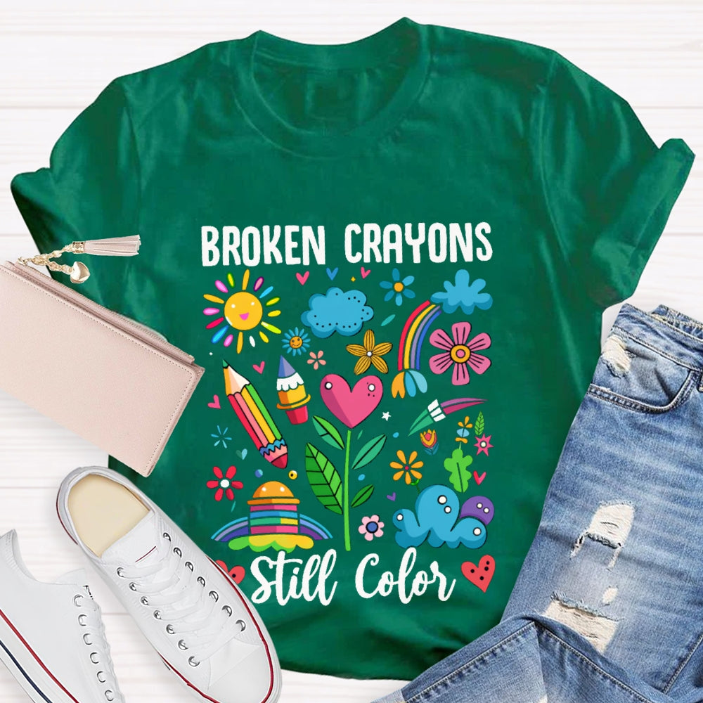 Broken Crayons Still Color Colorful Pattern Prints T-shirt