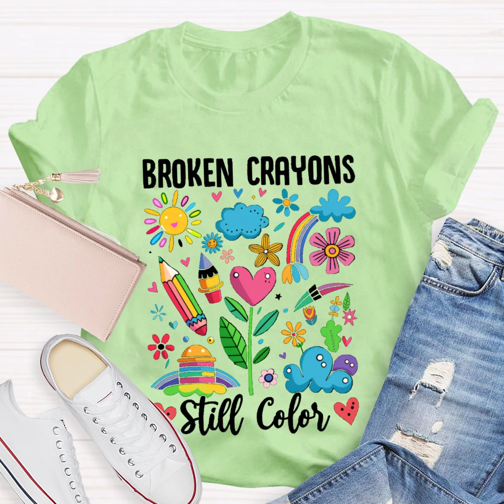Broken Crayons Still Color Colorful Pattern Prints T-shirt