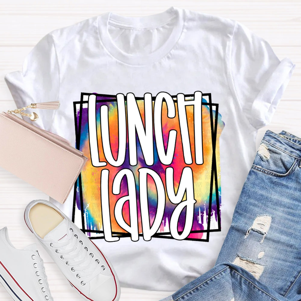 Lunch Lady Colorful Tie-Dye Print T-shirt