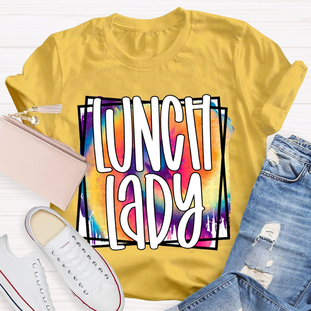 Lunch Lady Colorful Tie-Dye Print T-shirt