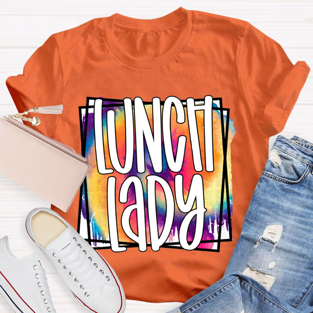 Lunch Lady Colorful Tie-Dye Print T-shirt