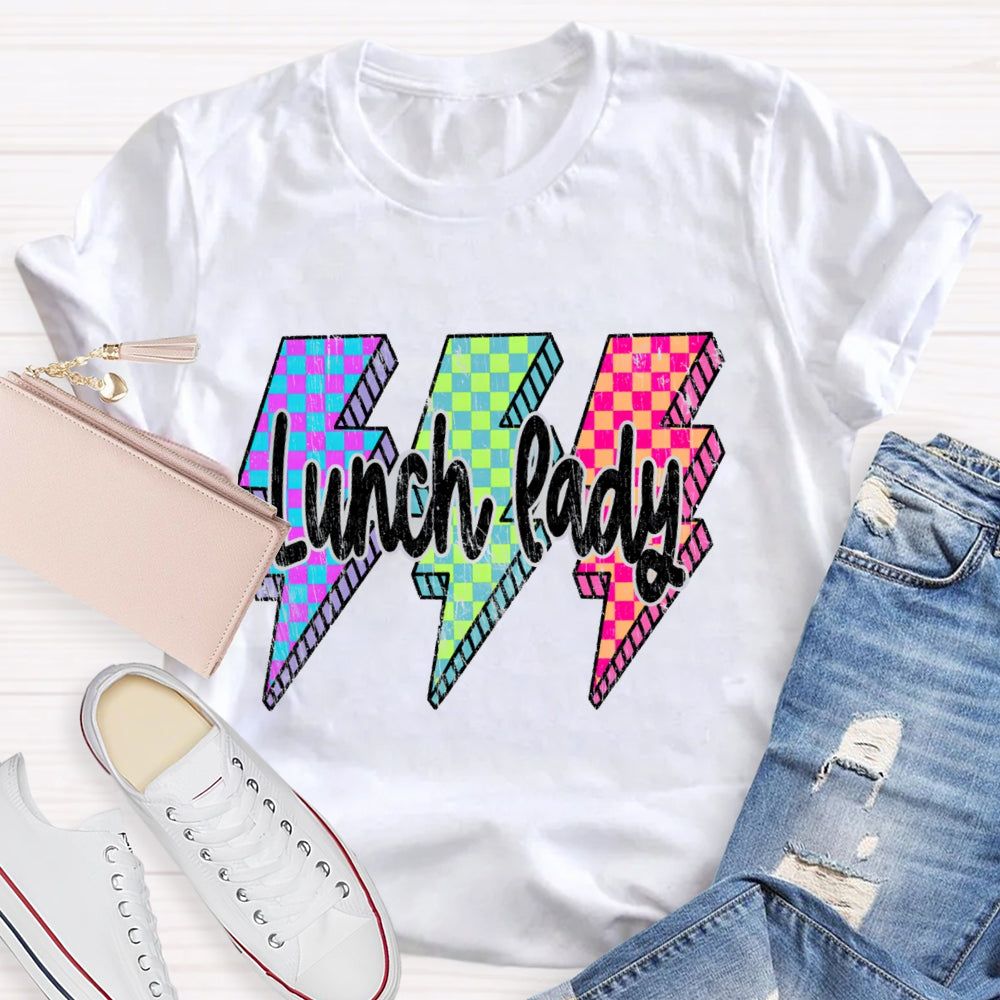 Lunch Lady Colored Checkered Lightning T-shirt