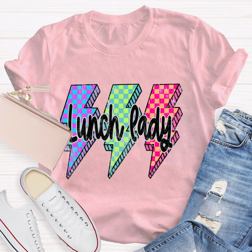 Lunch Lady Colored Checkered Lightning T-shirt