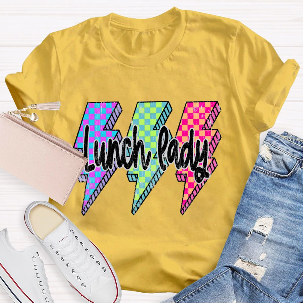 Lunch Lady Colored Checkered Lightning T-shirt