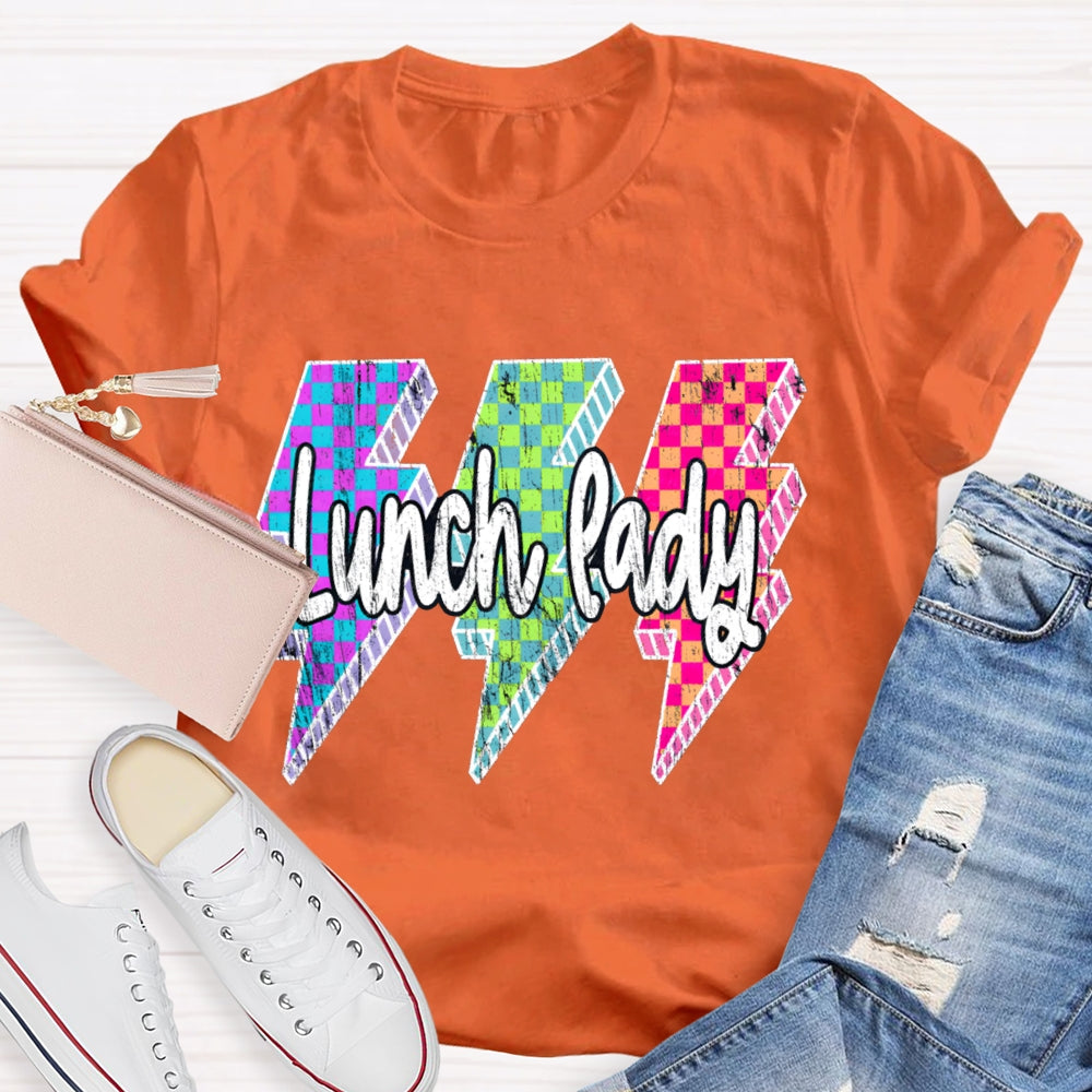 Lunch Lady Colored Checkered Lightning T-shirt