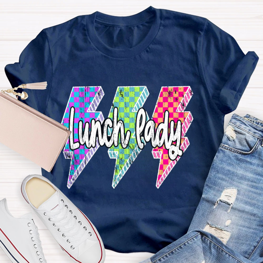 Lunch Lady Colored Checkered Lightning T-shirt