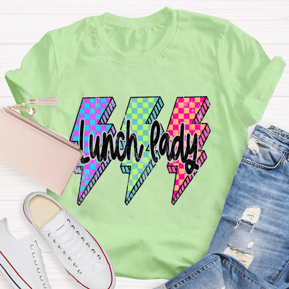 Lunch Lady Colored Checkered Lightning T-shirt