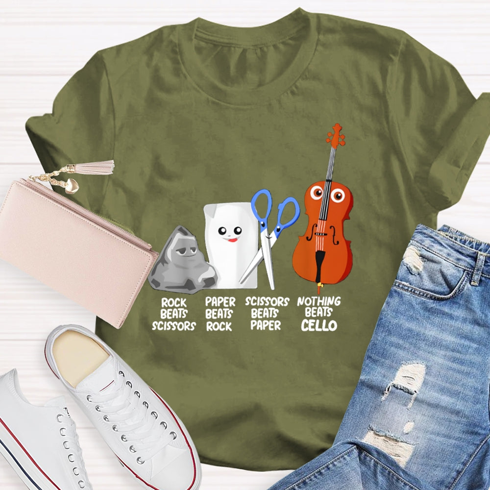 Rock Paper Scissors Nothing Beats Cello T-Shirt