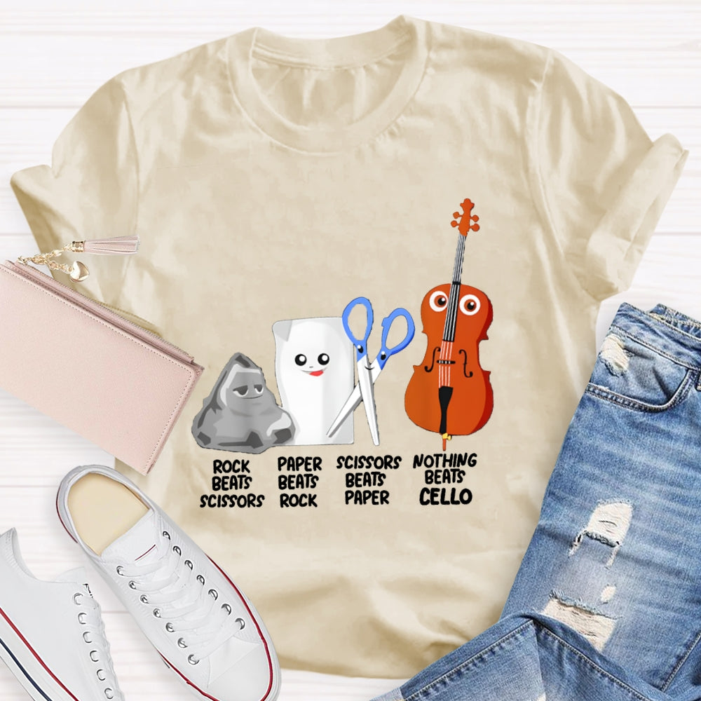 Rock Paper Scissors Nothing Beats Cello T-Shirt