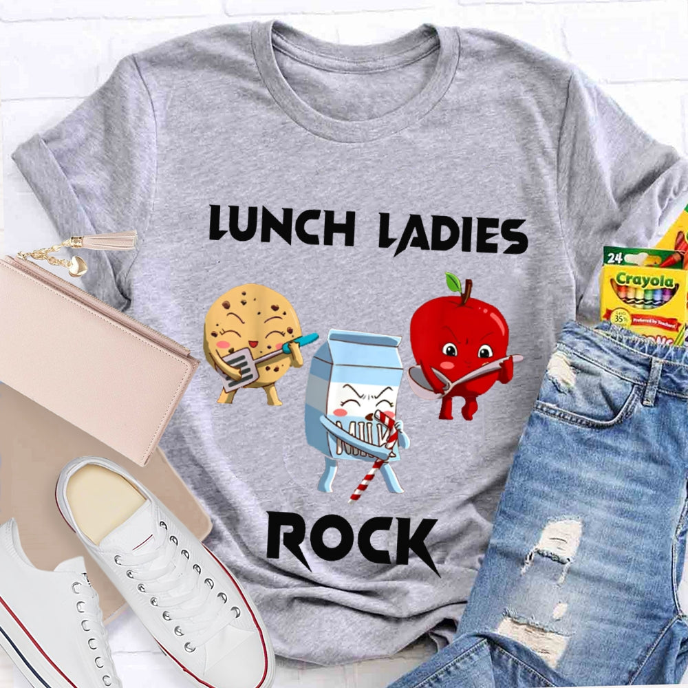 Lunch Lady Rock Cookies Milk And Apples T-shirt