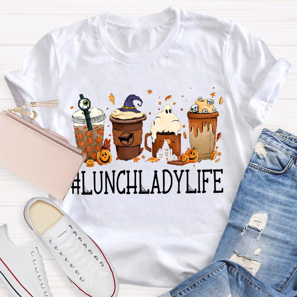 Lunch Lady Life Pumpkin Milk Tea Halloween T-shirt