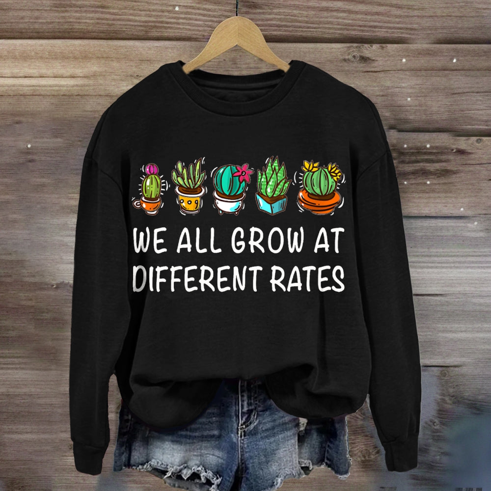 We All Grow At Different Rates Plants In Colorful Pots sweatshirt