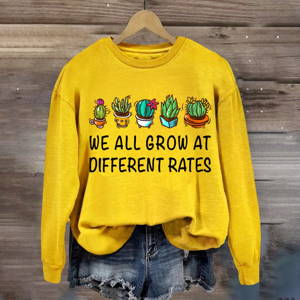 We All Grow At Different Rates Plants In Colorful Pots sweatshirt