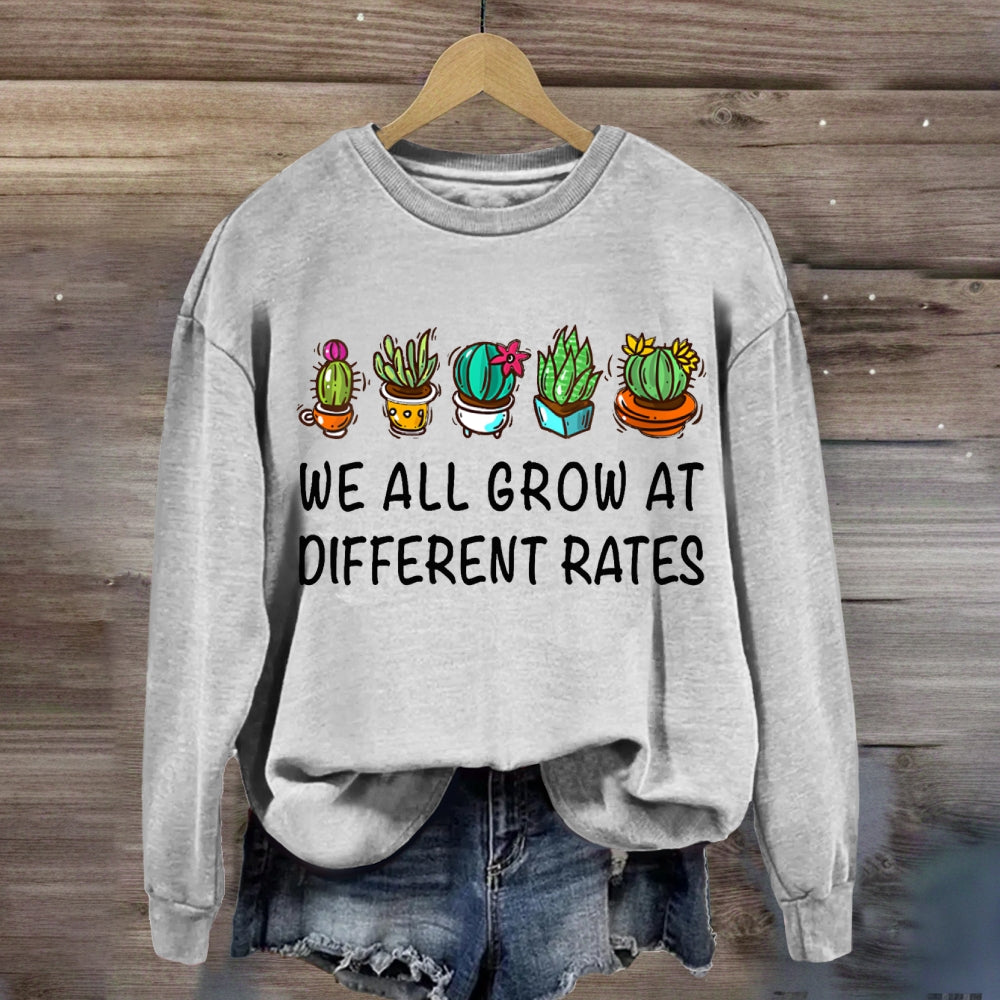 We All Grow At Different Rates Plants In Colorful Pots sweatshirt