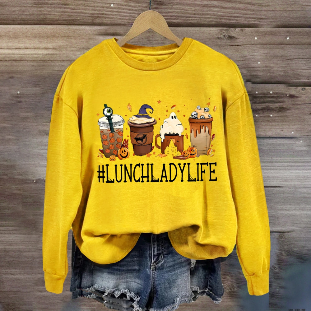 Lunch Lady Life Pumpkin Milk Tea Halloween sweatshirt
