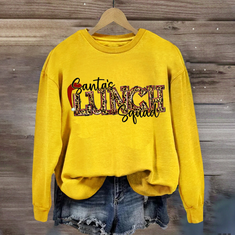 Santa'S Lunch Squad Santa Hat Leopard Print Font sweatshirt