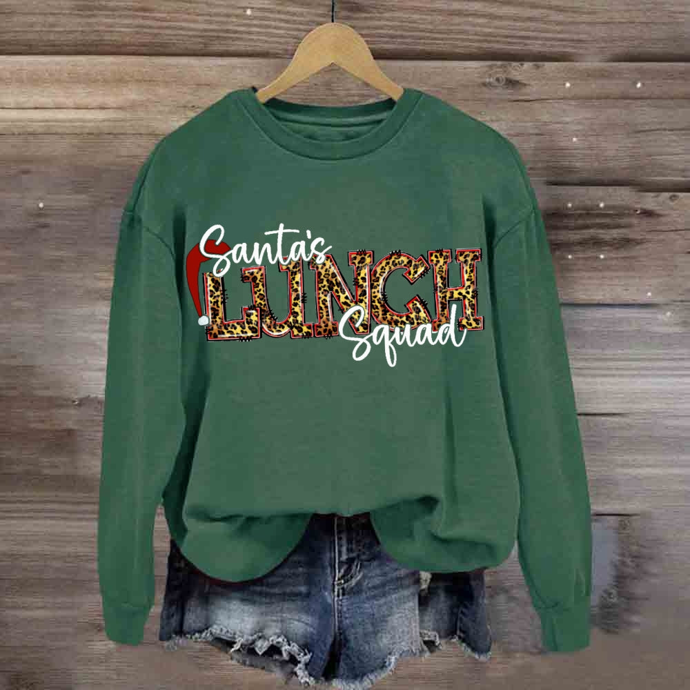 Santa'S Lunch Squad Santa Hat Leopard Print Font sweatshirt