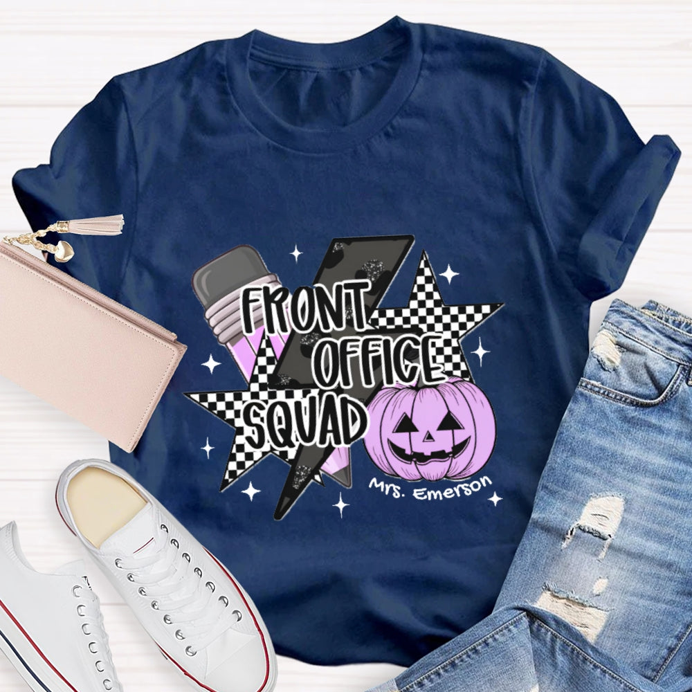 Personalized Name Front Office Squad Halloween Pumpkin Pattern T-Shirt